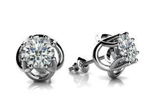 Petal Shaped Diamond Stud Earrings with 1.00 ct.(finished) 5mm