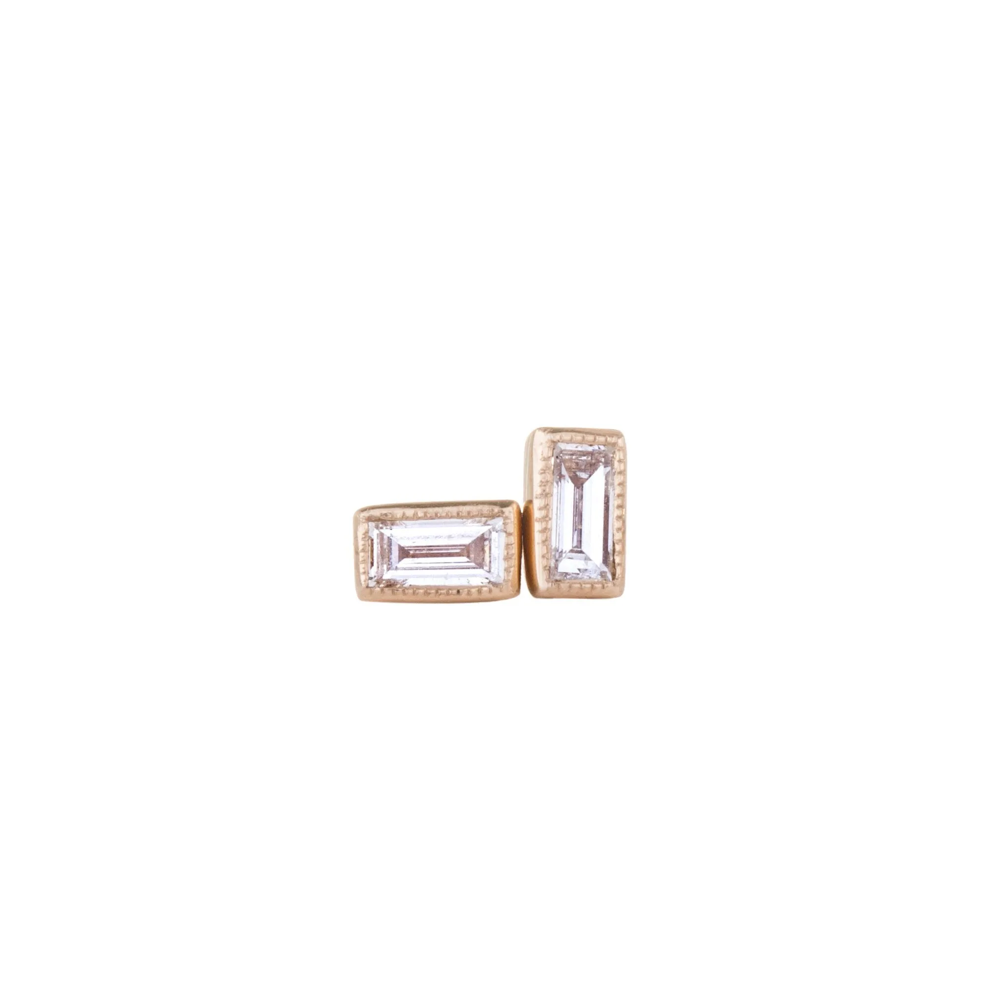 Petit Baguette White Diamond Stud Earrings