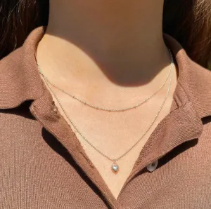 Petite puffy heart necklace in sterling silver