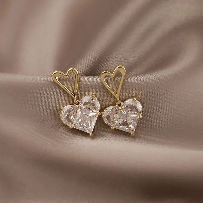 Pink Heart Necklace Earrings Jewelry Sets for Women Aretes De Mujer Pendientes Collares Para Mujer Sweet Chain Aesthetic Cute