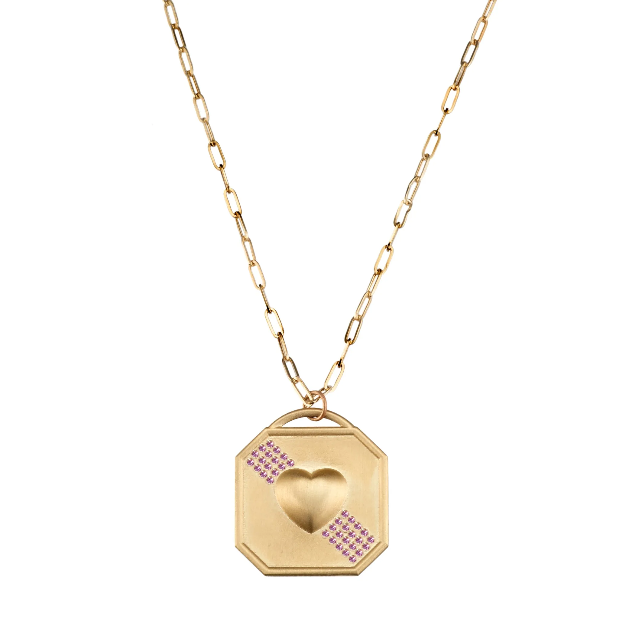 Pink Sapphire Puffy Heart