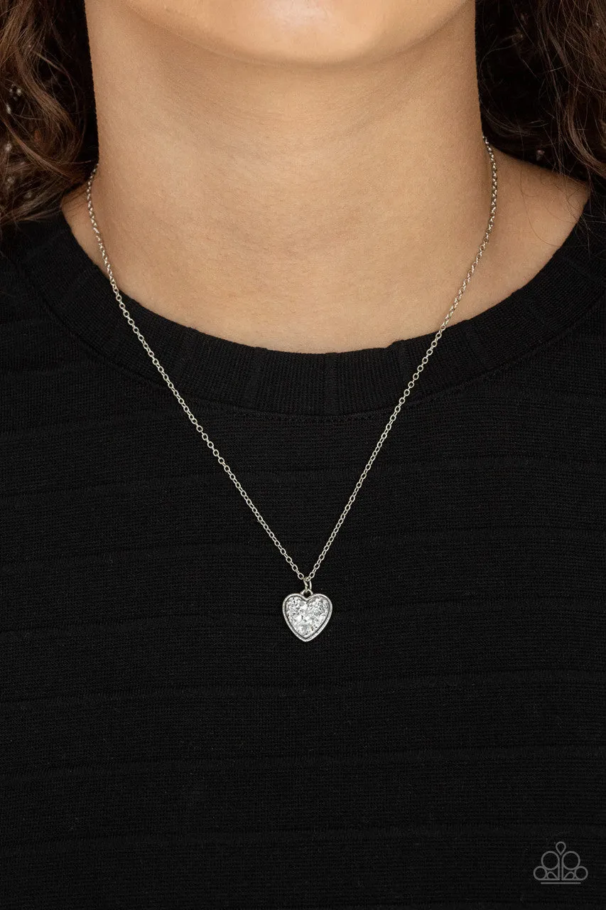 Pitter-Patter, Goes My Heart Silver Paparazzi Necklace