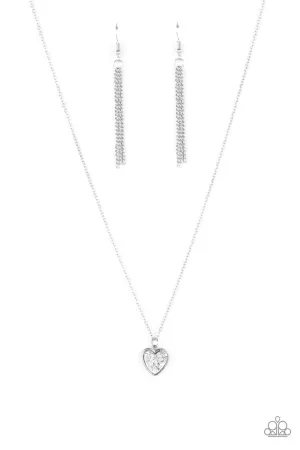 Pitter-Patter, Goes My Heart Silver Paparazzi Necklace