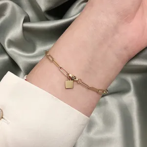 Premium Quality Waterproof 18k Gold Plated Stainless Steel Paperclip Chain Ladies Bracelets