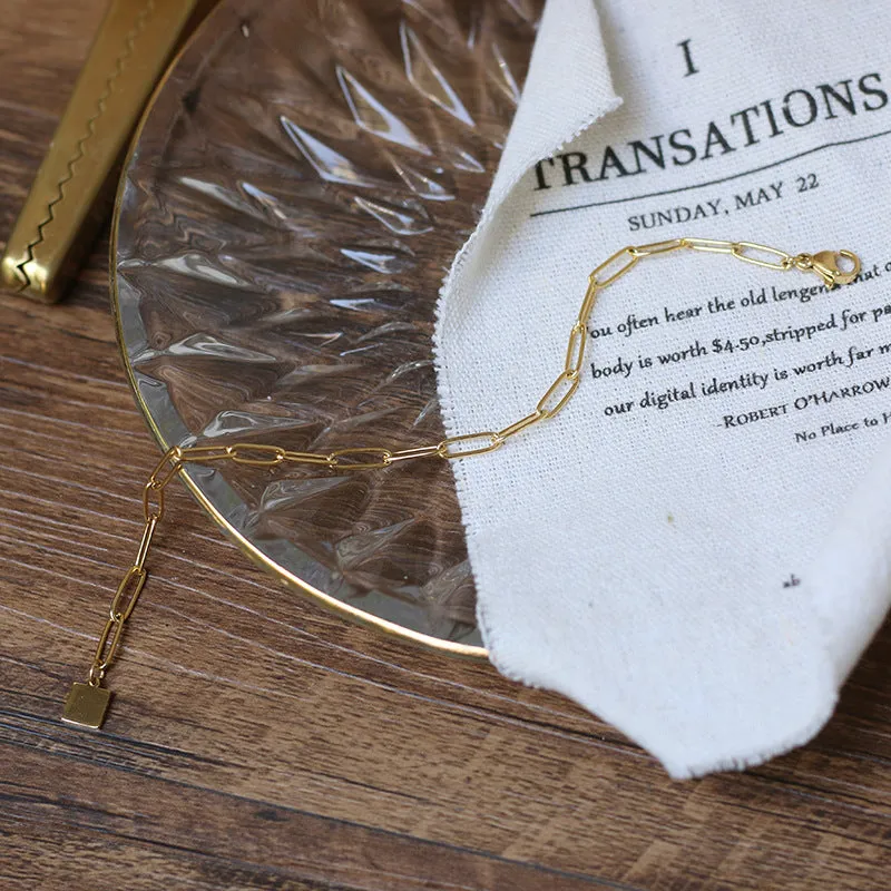 Premium Quality Waterproof 18k Gold Plated Stainless Steel Paperclip Chain Ladies Bracelets