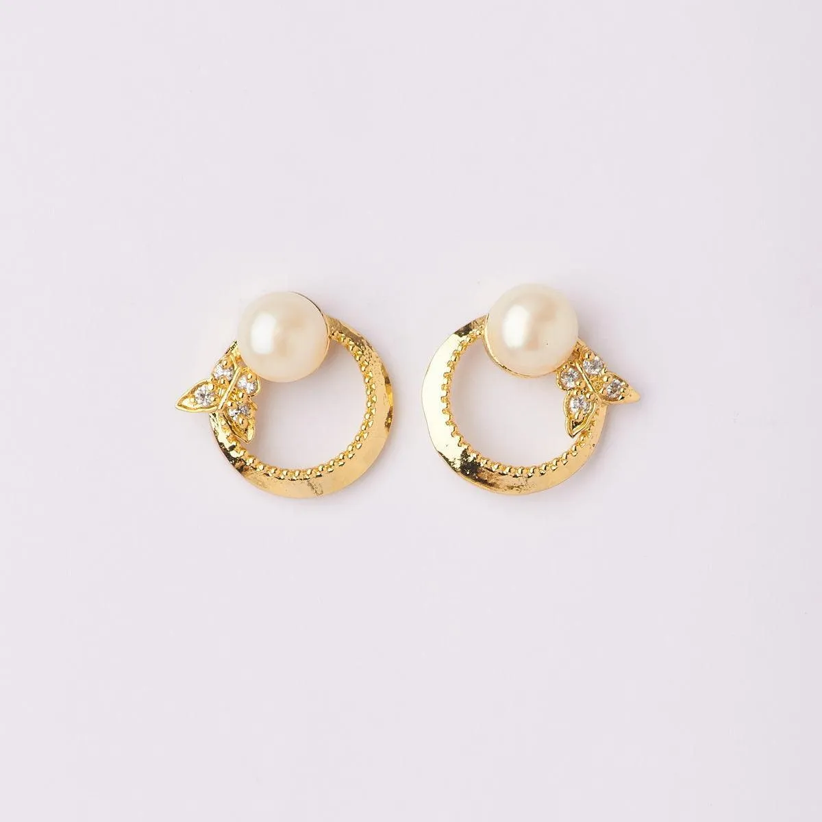 Pretty Butterfly Real Pearl Stud Earring