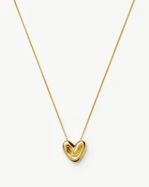 Puffy Heart Pendant Necklace |18k Gold Plated