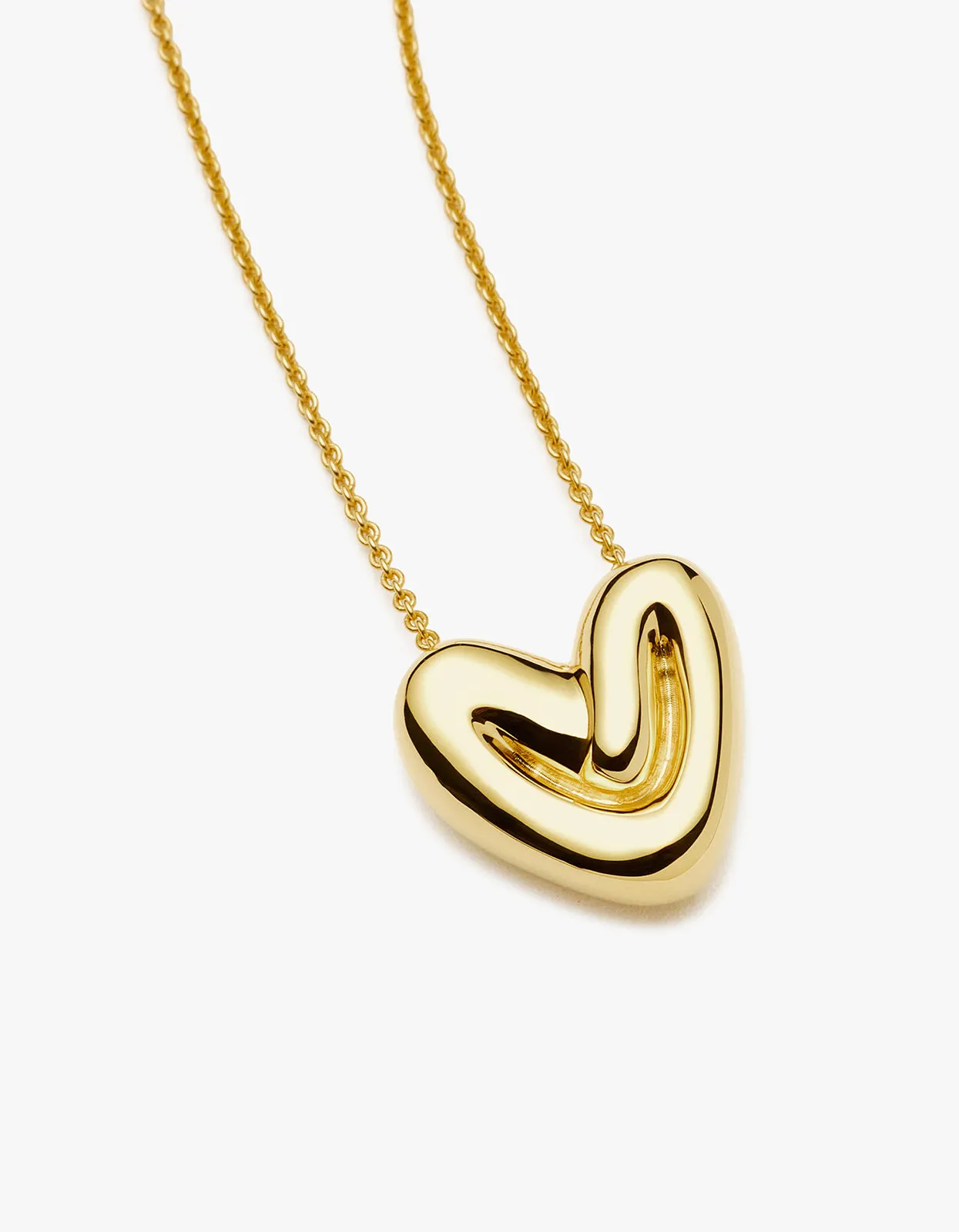 Puffy Heart Pendant Necklace - Gold