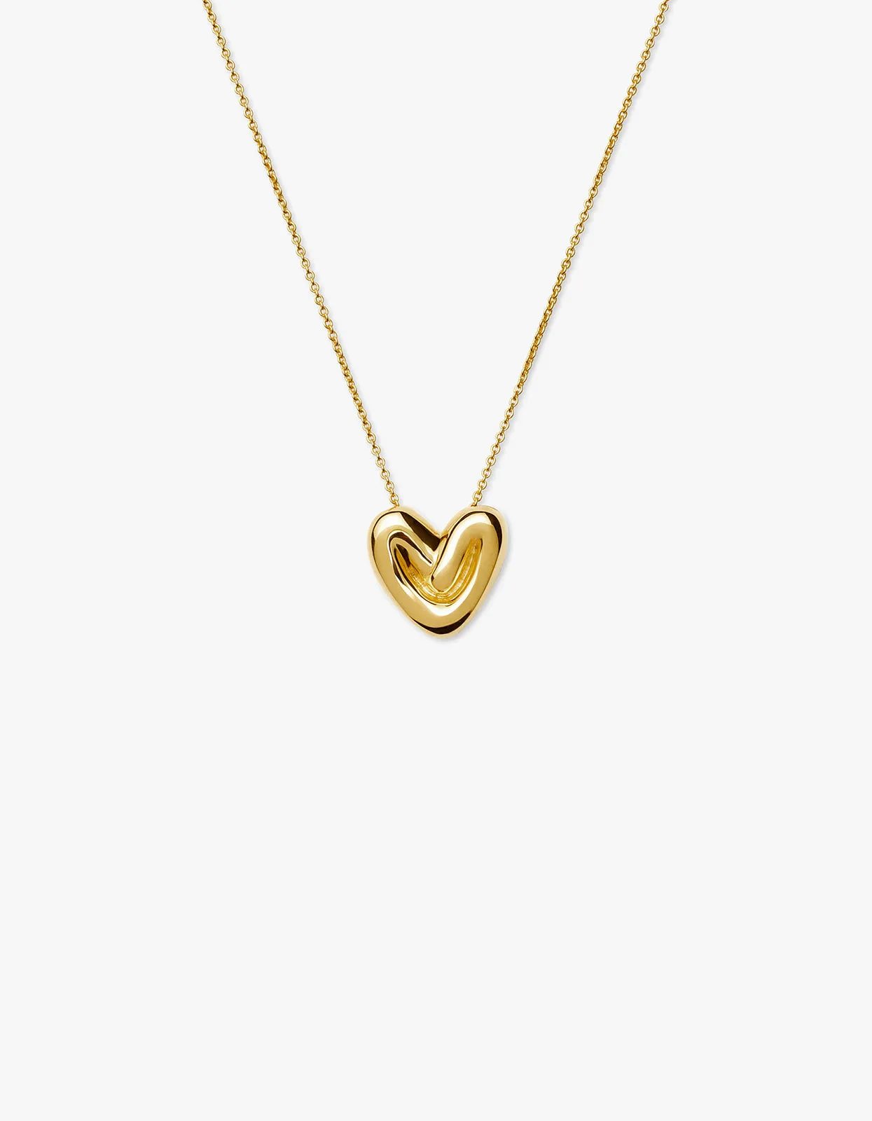 Puffy Heart Pendant Necklace - Gold