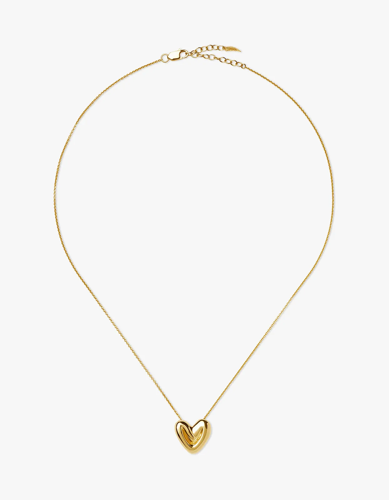 Puffy Heart Pendant Necklace - Gold