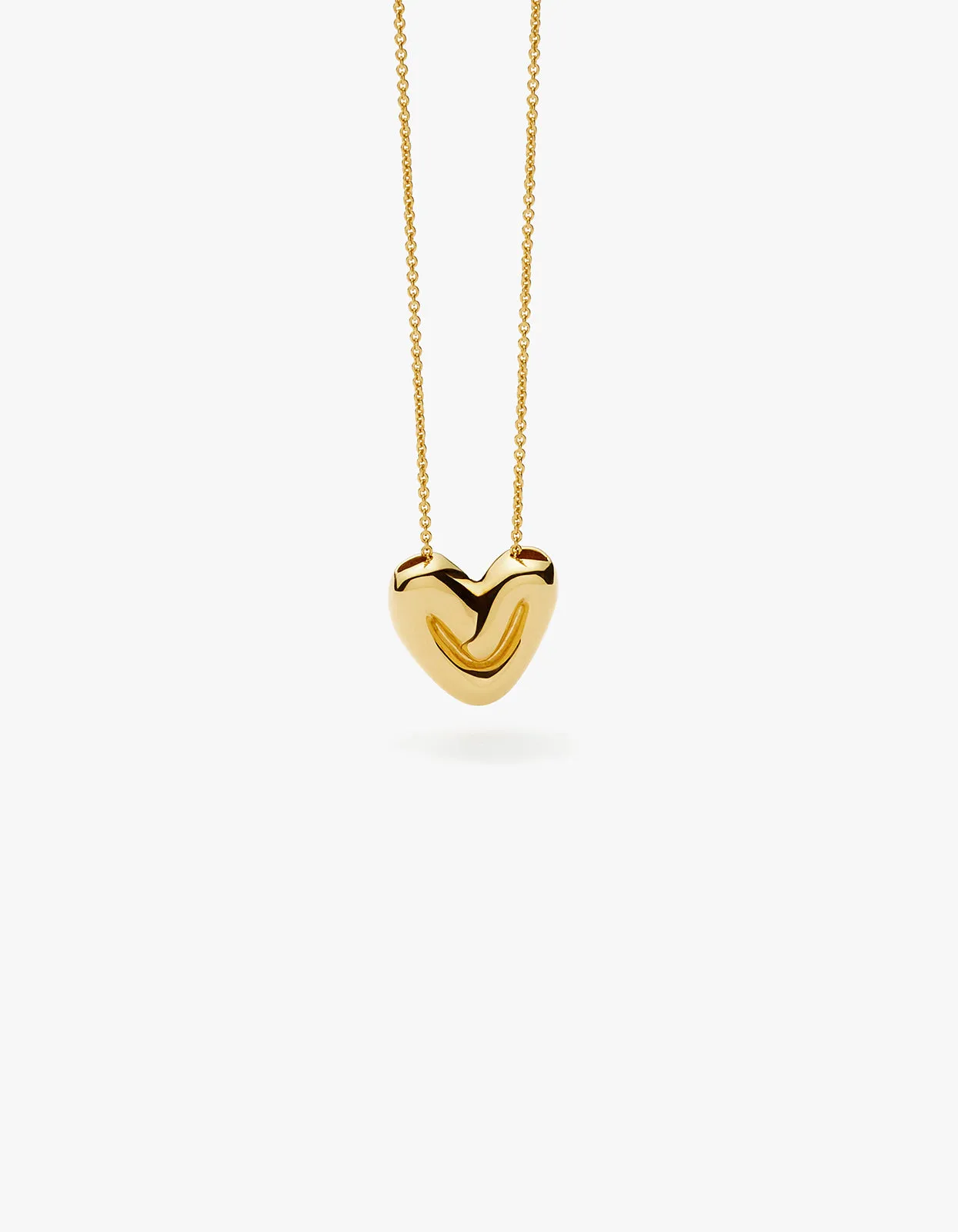 Puffy Heart Pendant Necklace - Gold