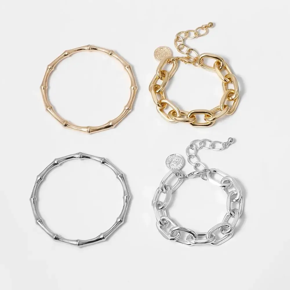 Punk Gold Color Chunky Thick Bracelets Bangle