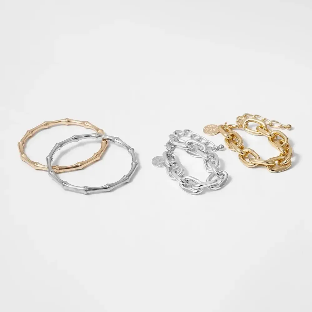 Punk Gold Color Chunky Thick Bracelets Bangle