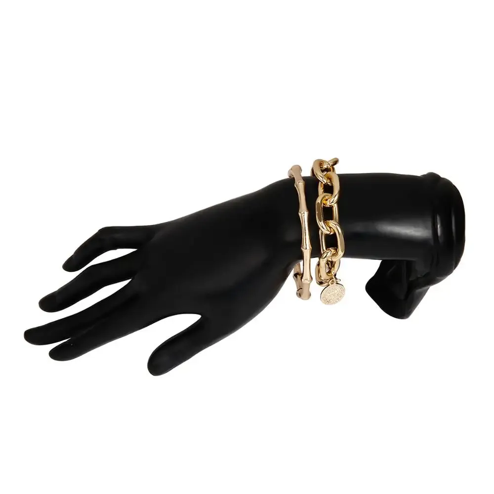Punk Gold Color Chunky Thick Bracelets Bangle