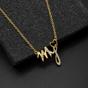Pure Silver Necklace - Ruby Heart “My” Gold-plated Pendant Necklace