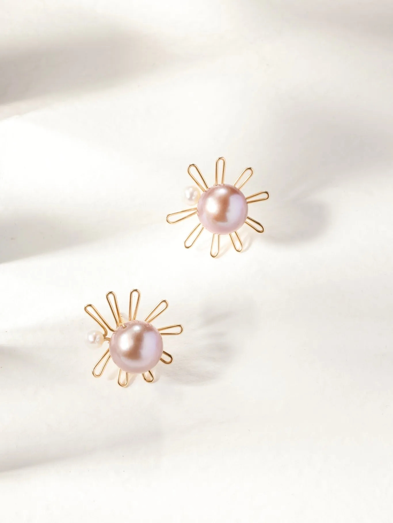 Purple Fairy Series Small Sun Purple Pearl Stud Earrings