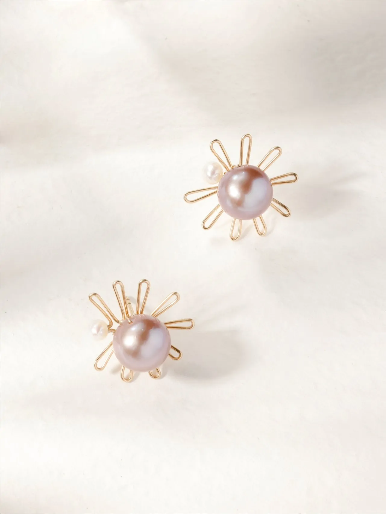 Purple Fairy Series Small Sun Purple Pearl Stud Earrings