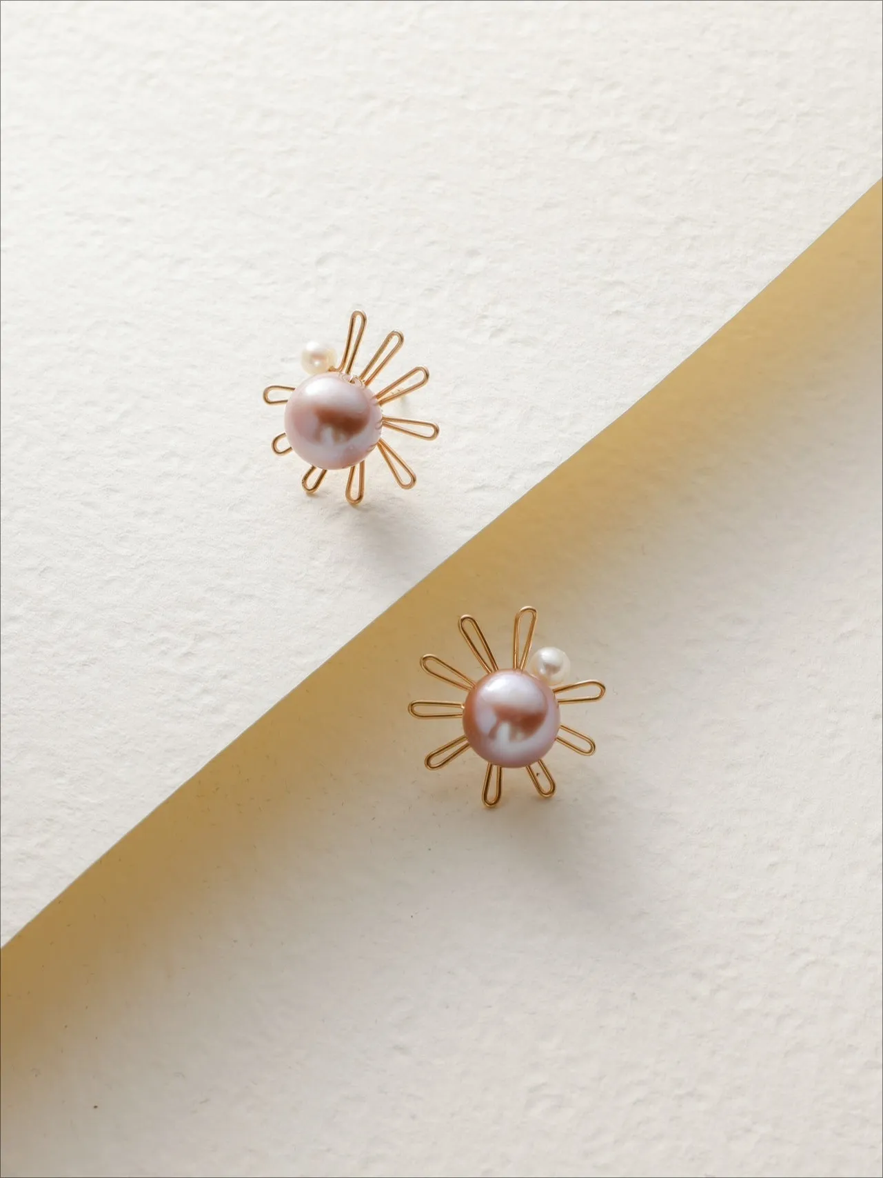 Purple Fairy Series Small Sun Purple Pearl Stud Earrings