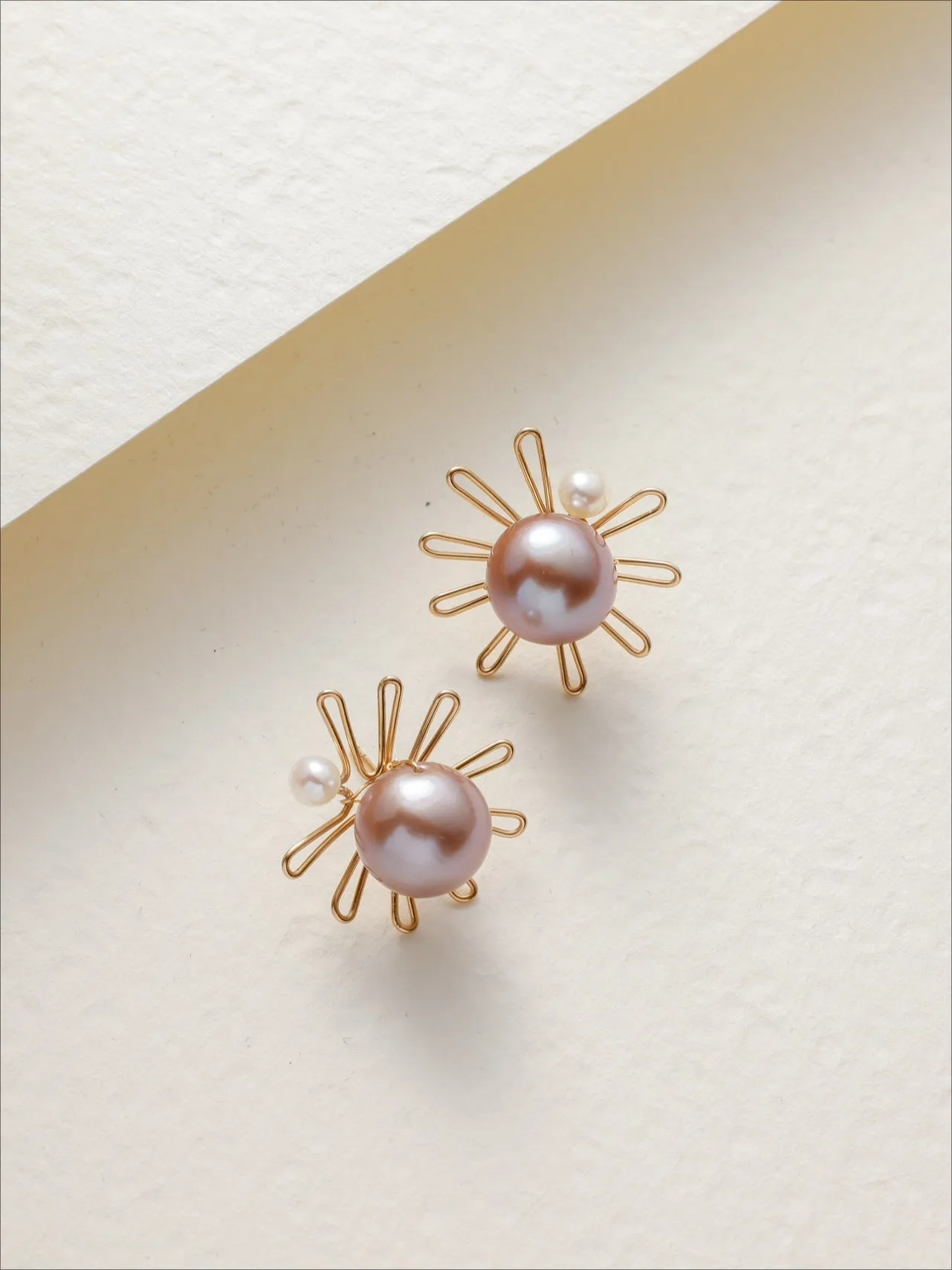 Purple Fairy Series Small Sun Purple Pearl Stud Earrings