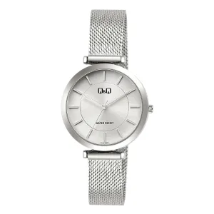 Q&Q Silver Stainless Steel Silver Dial Quartz Watch for Ladies - Q13A003PY