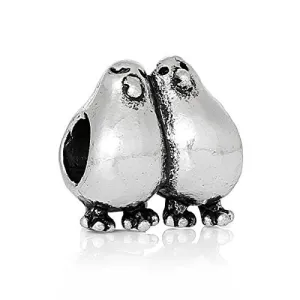 "Love Birds" Charm Bead Spacer Compatible for Most European Snake Chain Bracelet