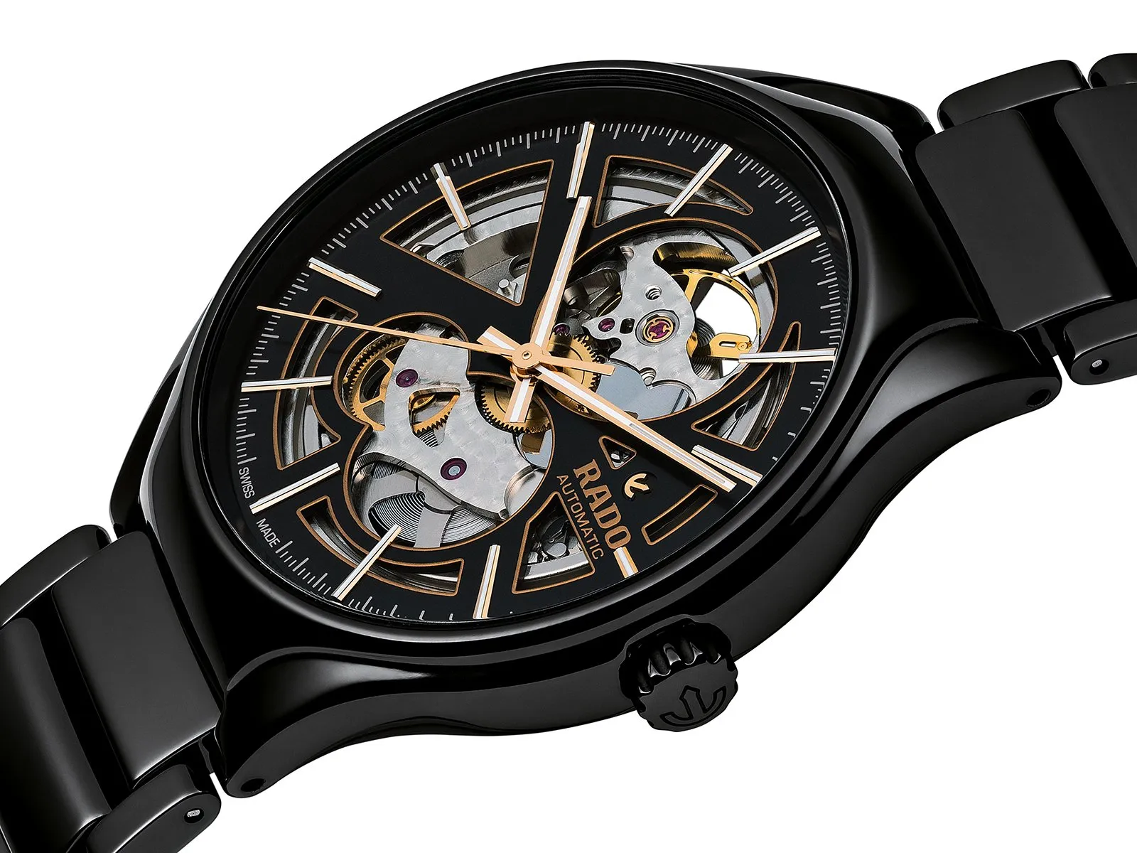 RADO True Automatic Open Heart 40mm Black Rose-Gold Dial Men's Watch R27100162
