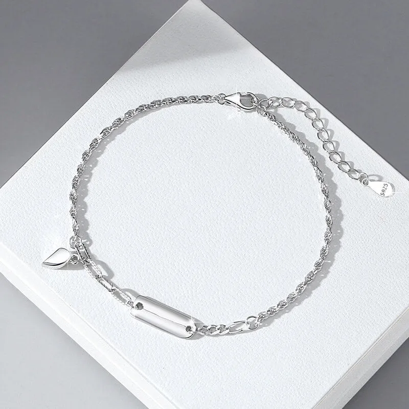 Rectangular Plaque Heart Magnetic Matching Bracelets