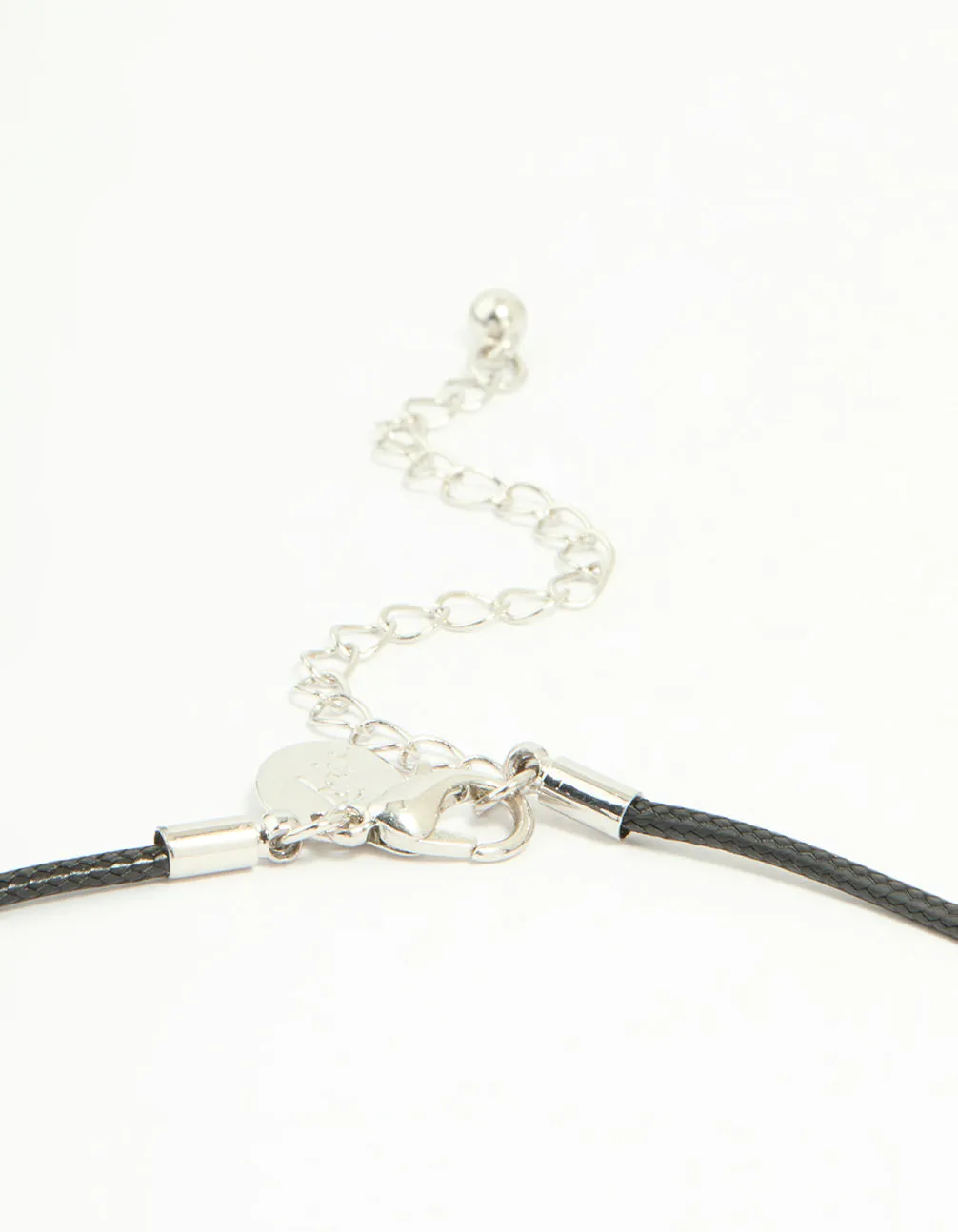 Red Bubble Heart Pendant Black Cord Necklace