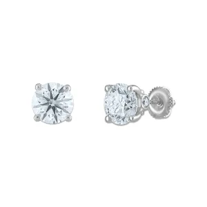 Red Hot Deal  4 CTW Round Lab Grown Diamond Stud Solitaire Earrings in 14KT White Gold