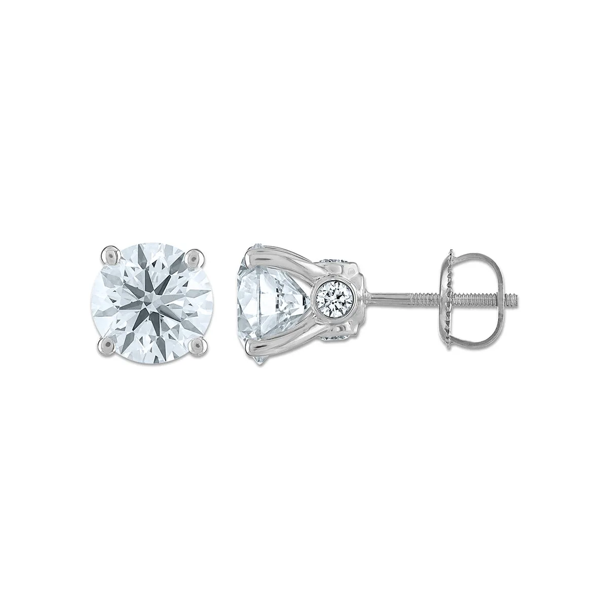 Red Hot Deal  4 CTW Round Lab Grown Diamond Stud Solitaire Earrings in 14KT White Gold