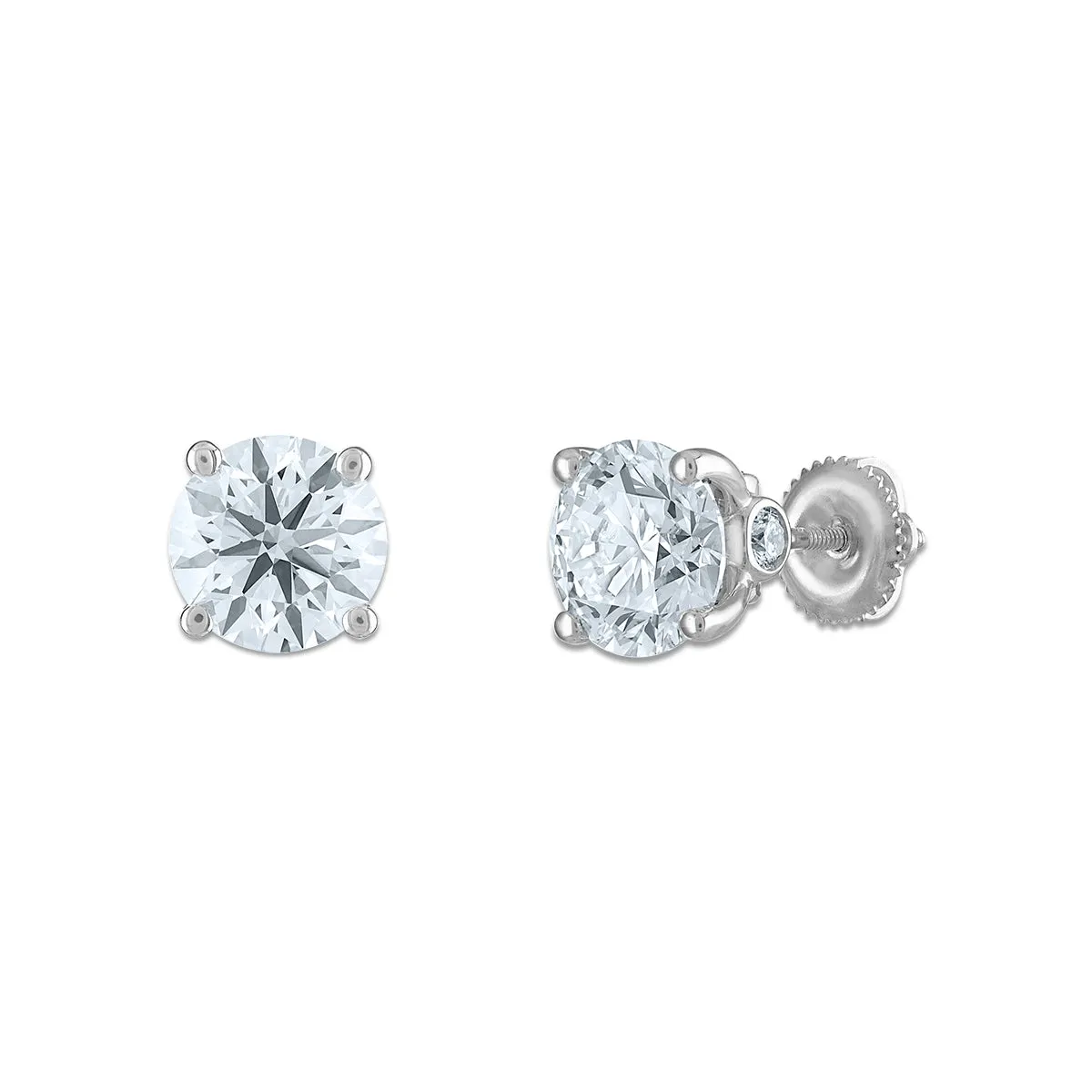 Red Hot Deal  4 CTW Round Lab Grown Diamond Stud Solitaire Earrings in 14KT White Gold
