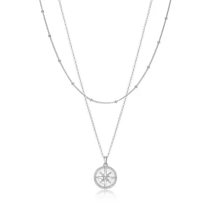 Reign Sterling Silver CZ Double Layer North Star Necklace
