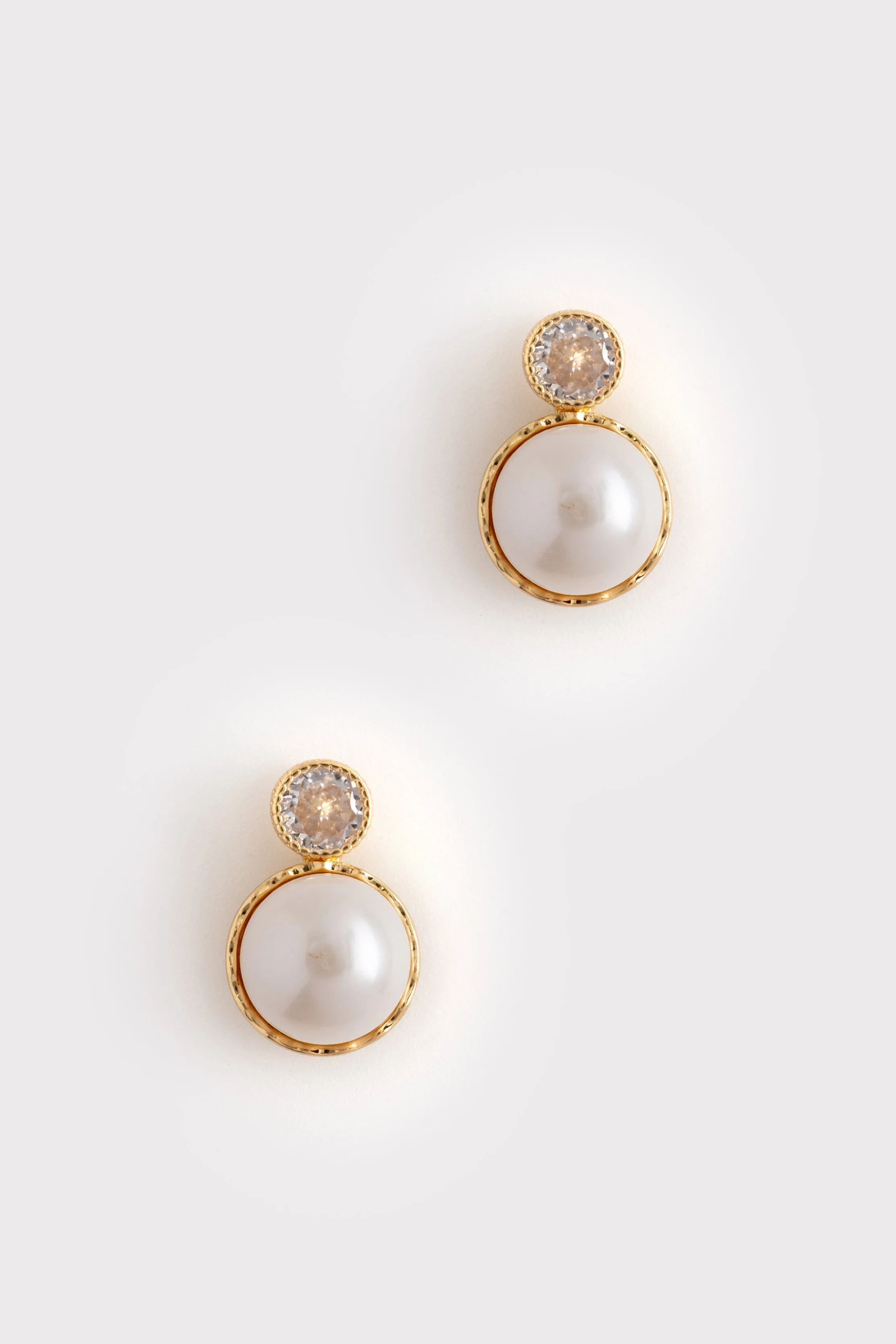 Rhinestone Round Pearl Bead Earrings
