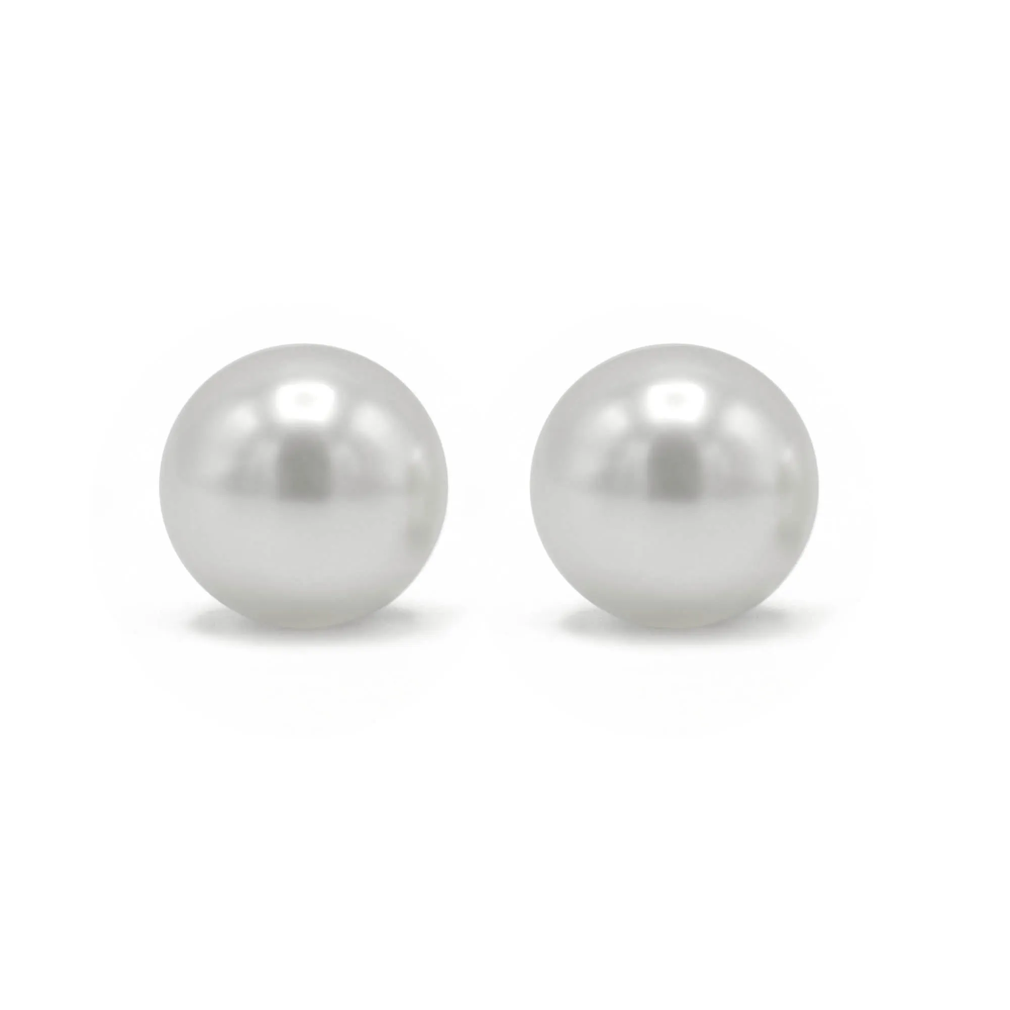 Rhodium White 10 Mm Pearl Stud Earring #HNE90895-10MMRDWH(IC12)