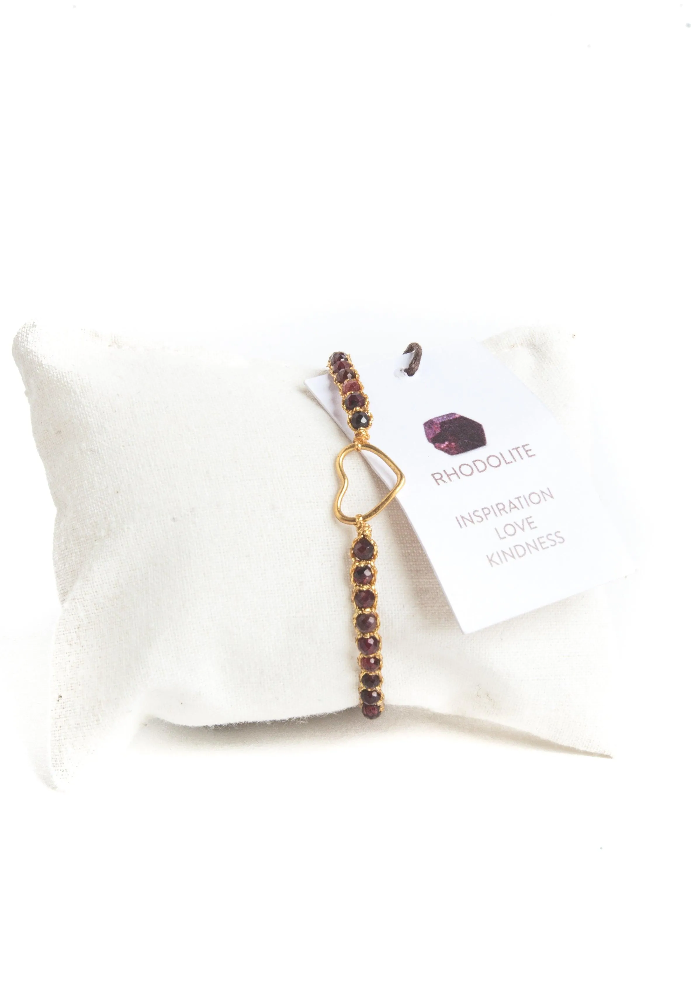Rhodolite Garnet Heart Bracelet | Gold