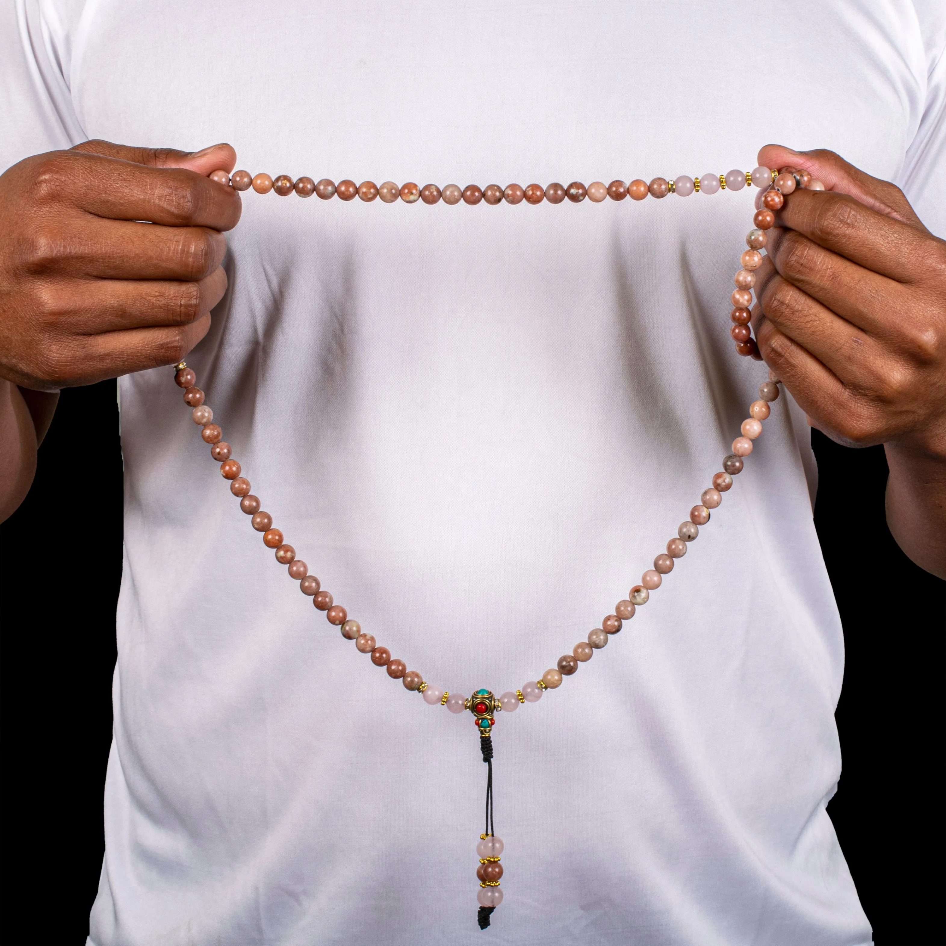 Rhodonite with Rose Quartz Compassion Mala