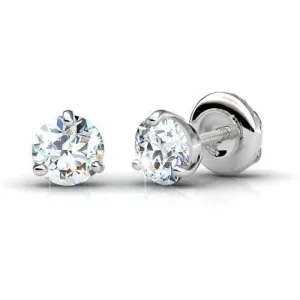 Risk-free 0.80CT Round Cut Diamond Stud Earrings in 14KT White Gold
