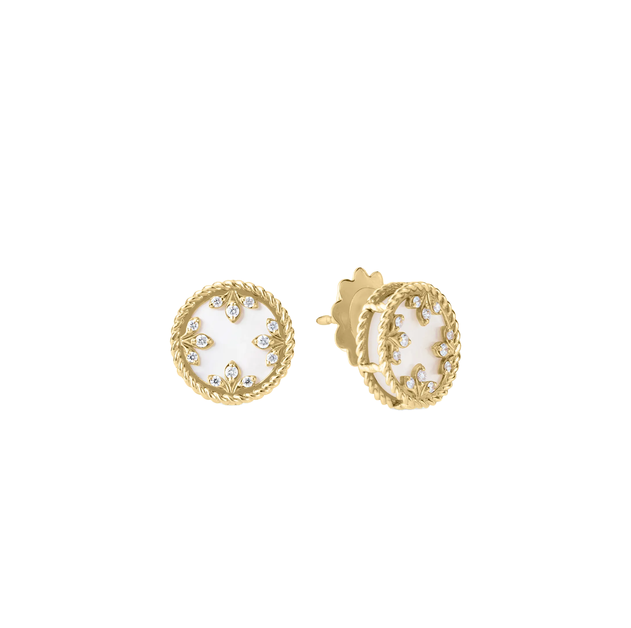 Roberto Coin Venetian Princess Mother-of-Pearl and Diamond Medallion Stud Earrings