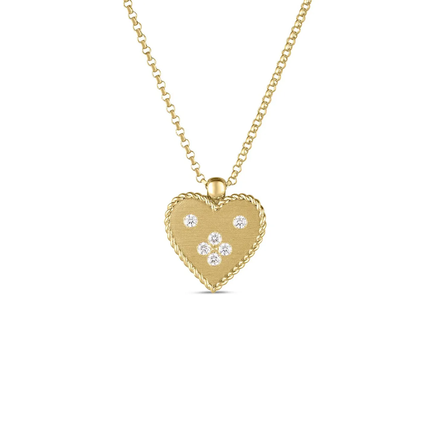 Roberto Coin Venetian Princess Small Heart Diamond Medallion Necklace