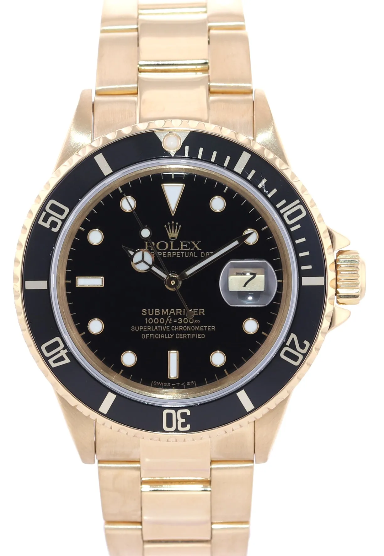 Rolex 16808 Submariner Yellow Gold Black Dial Oyster 40mm Watch Box