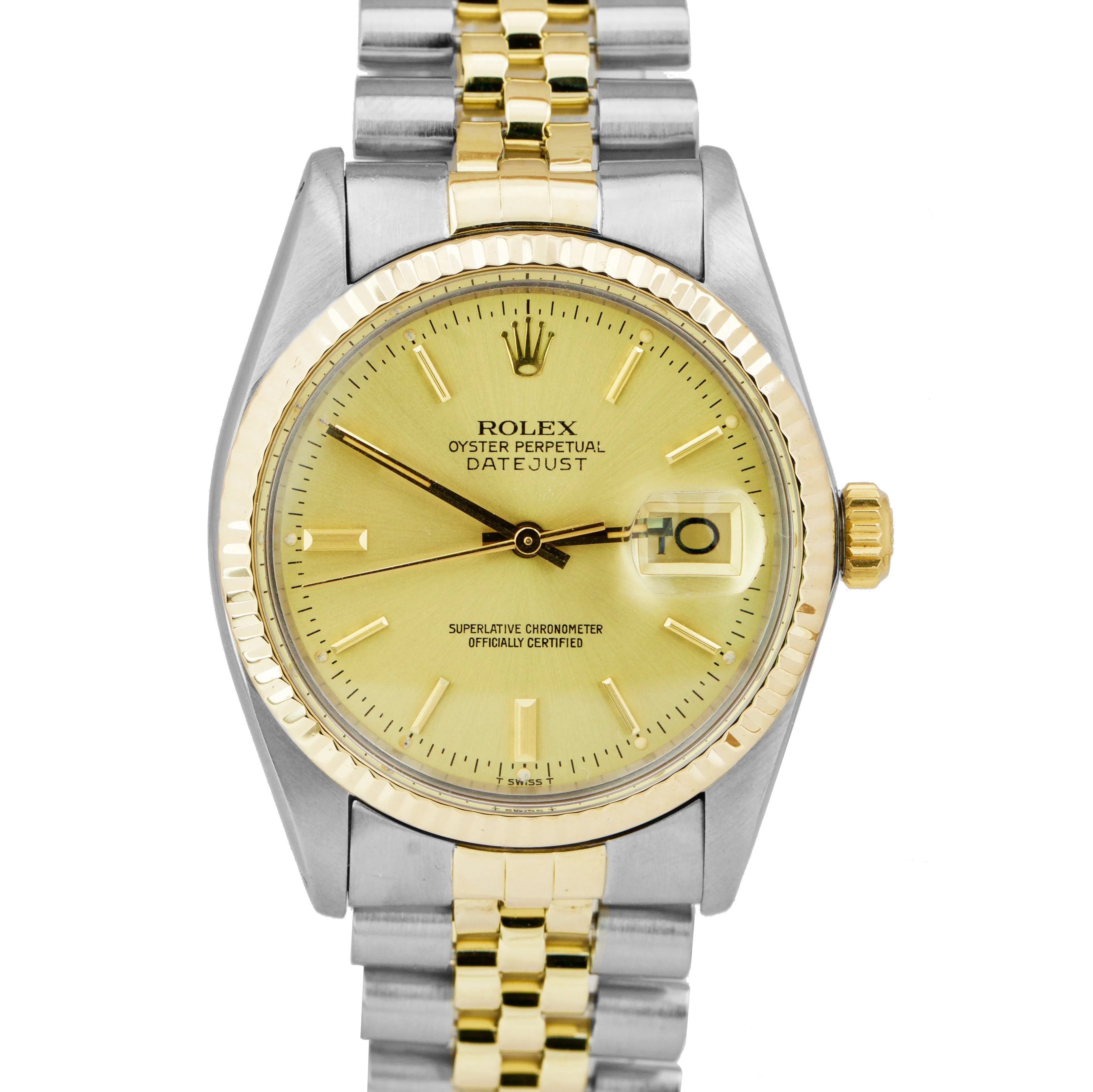 Rolex DateJust 36mm Champagne 18K Two-Tone Gold Jubilee Watch 16013 FULL SET B P