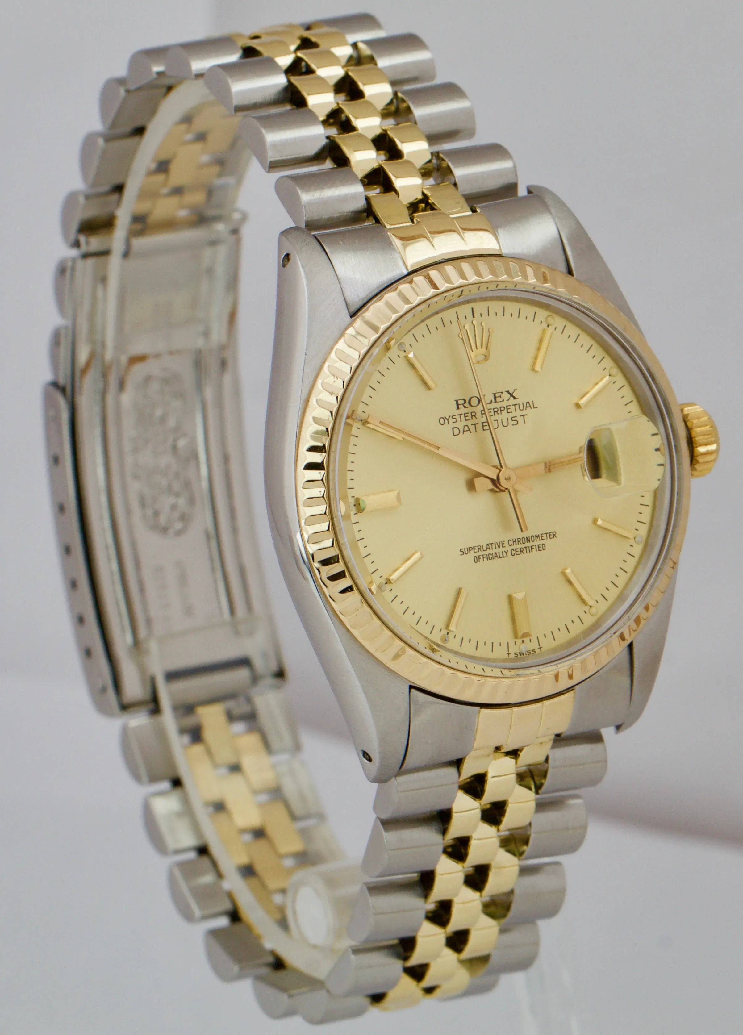 Rolex DateJust 36mm Champagne 18K Two-Tone Gold Jubilee Watch 16013 FULL SET B P