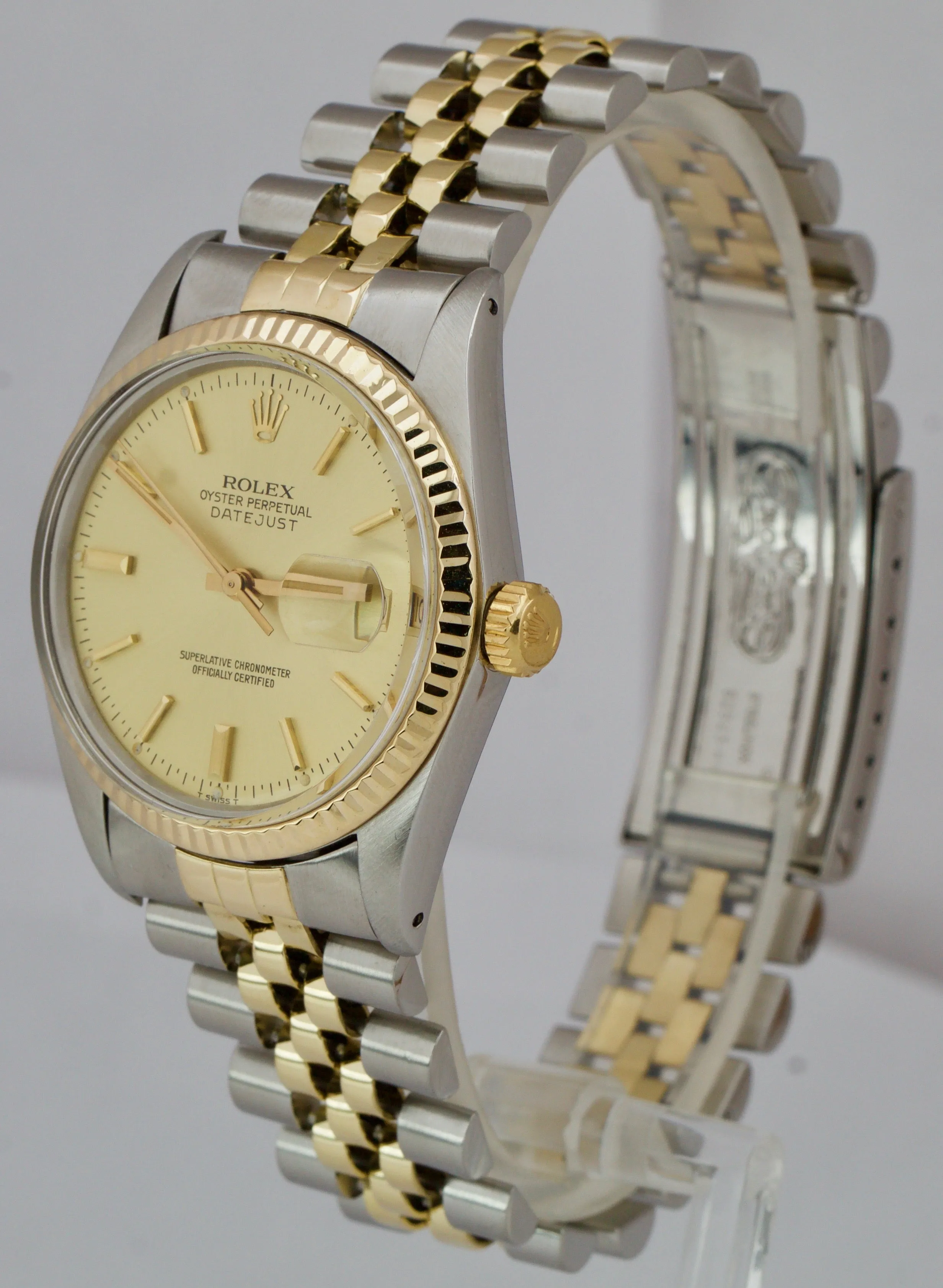 Rolex DateJust 36mm Champagne 18K Two-Tone Gold Jubilee Watch 16013 FULL SET B P