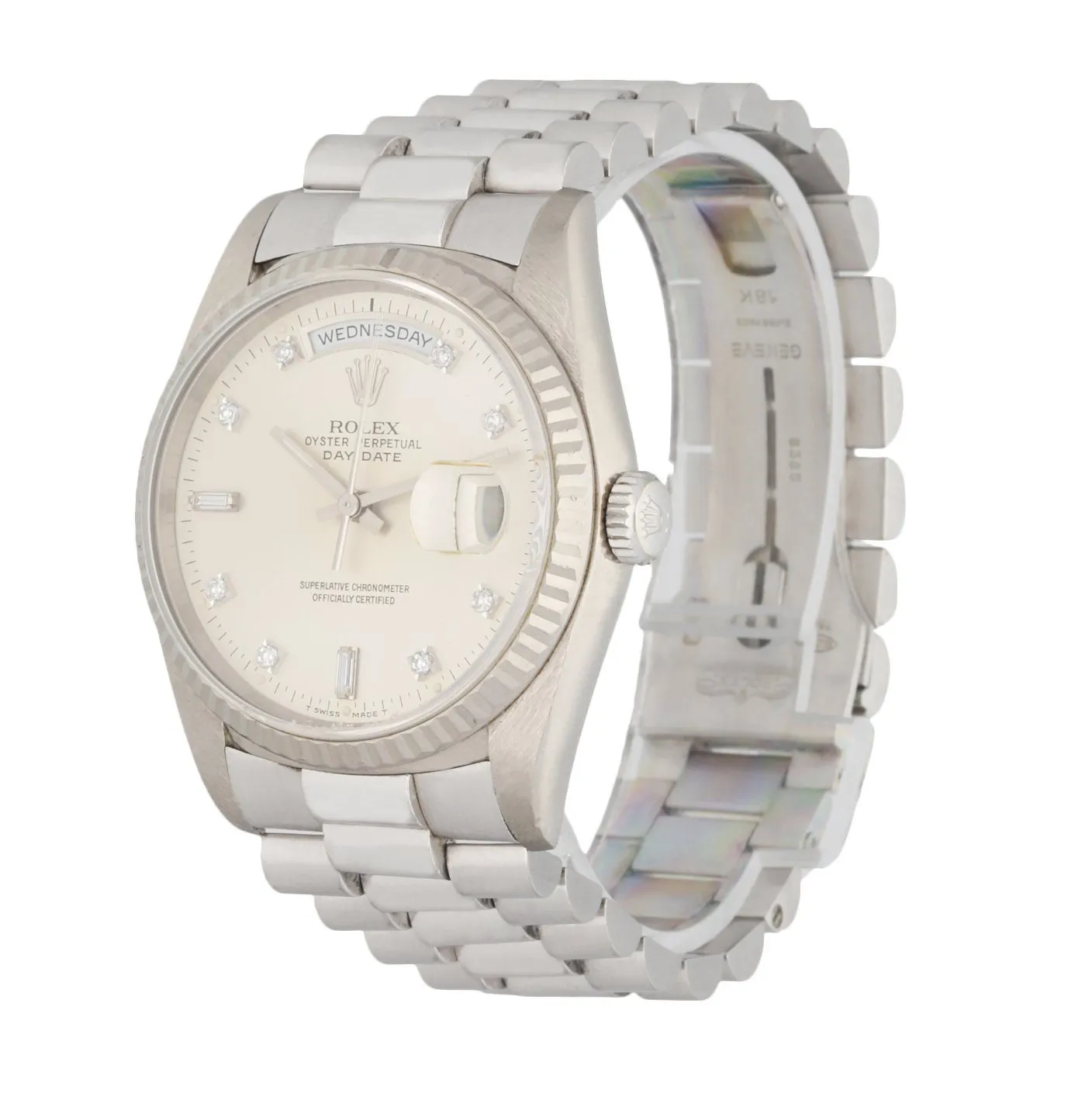 Rolex Day-Date 18239 18K White Gold Diamond Dial Men's Watch