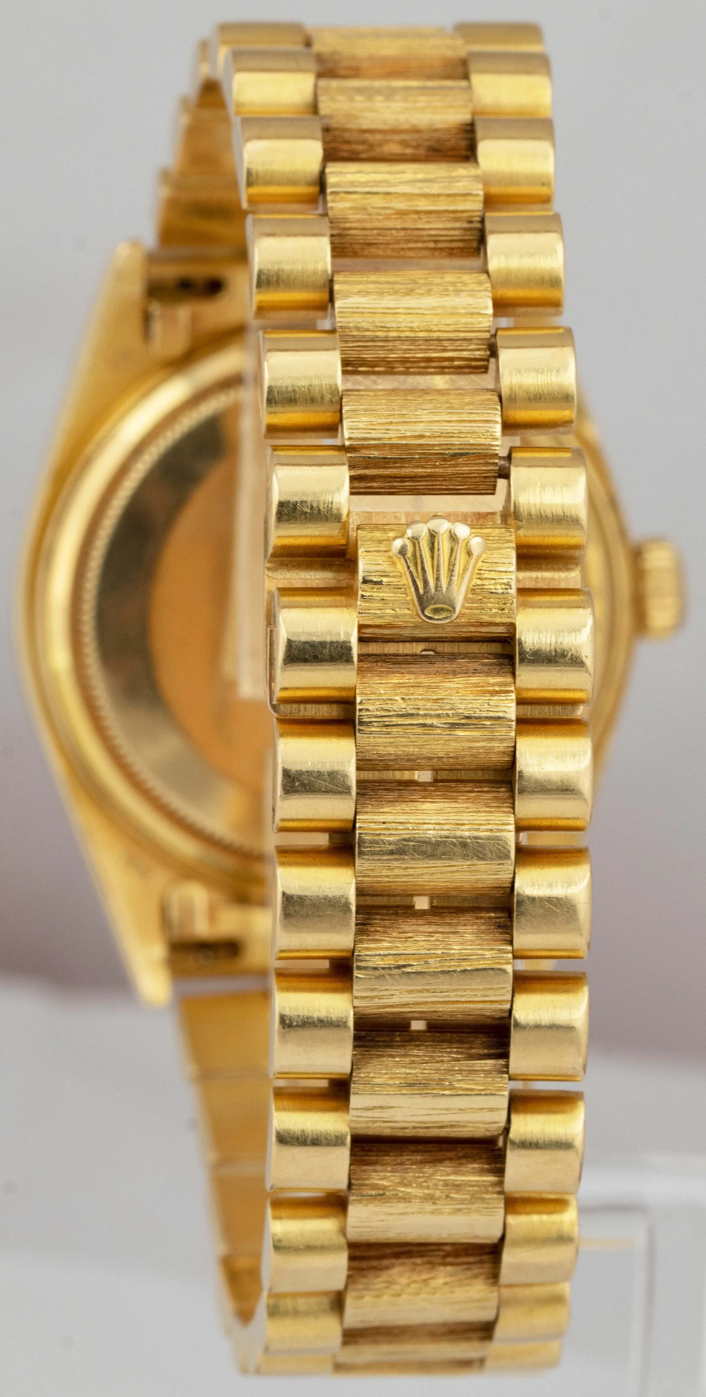 Rolex Day-Date President 36mm Silver Tapestry Bark 18K Yellow Gold Watch 18078