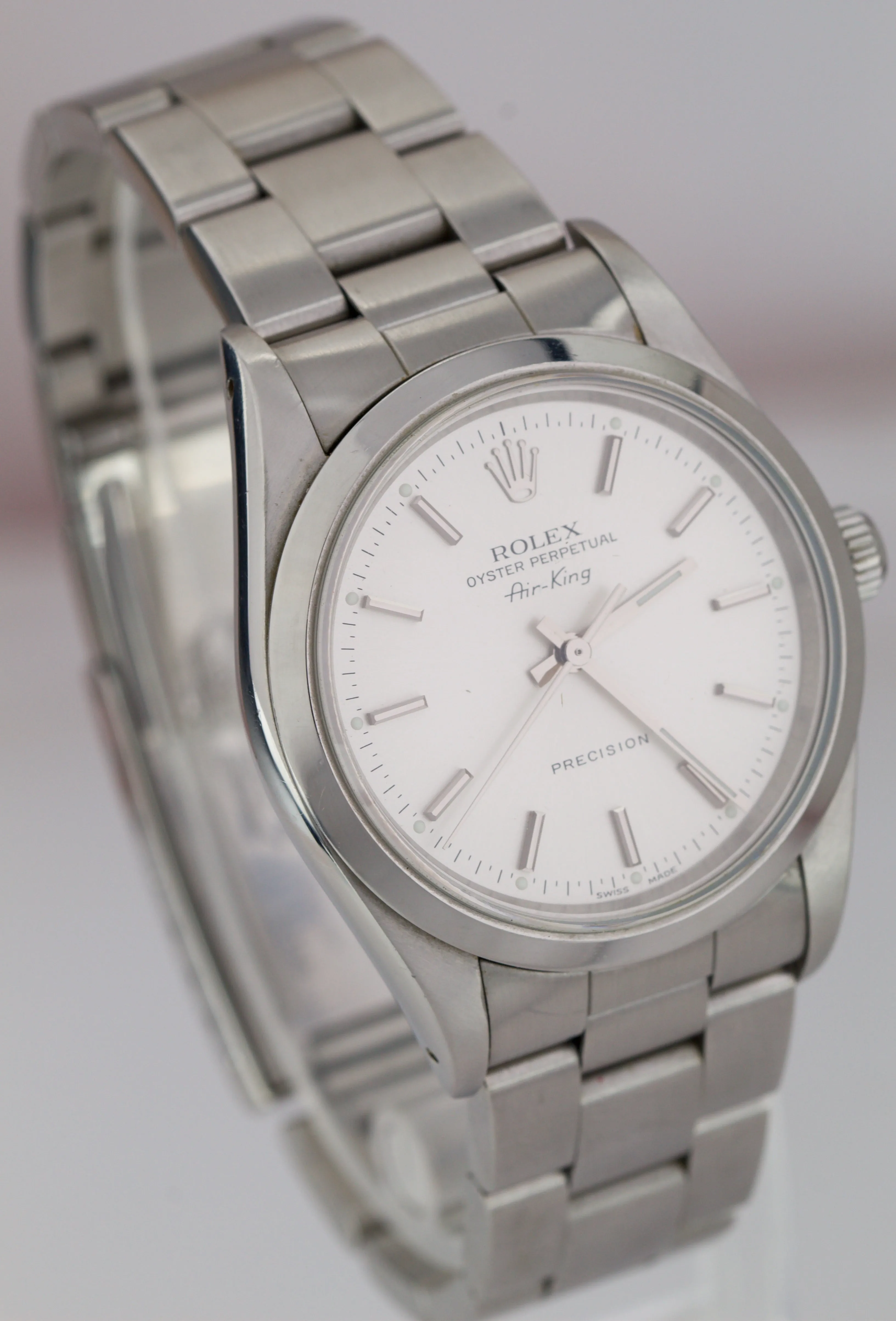 Rolex Oyster Perpetual Air-King 34mm Silver Stainless Steel Watch 14000 PAPERS