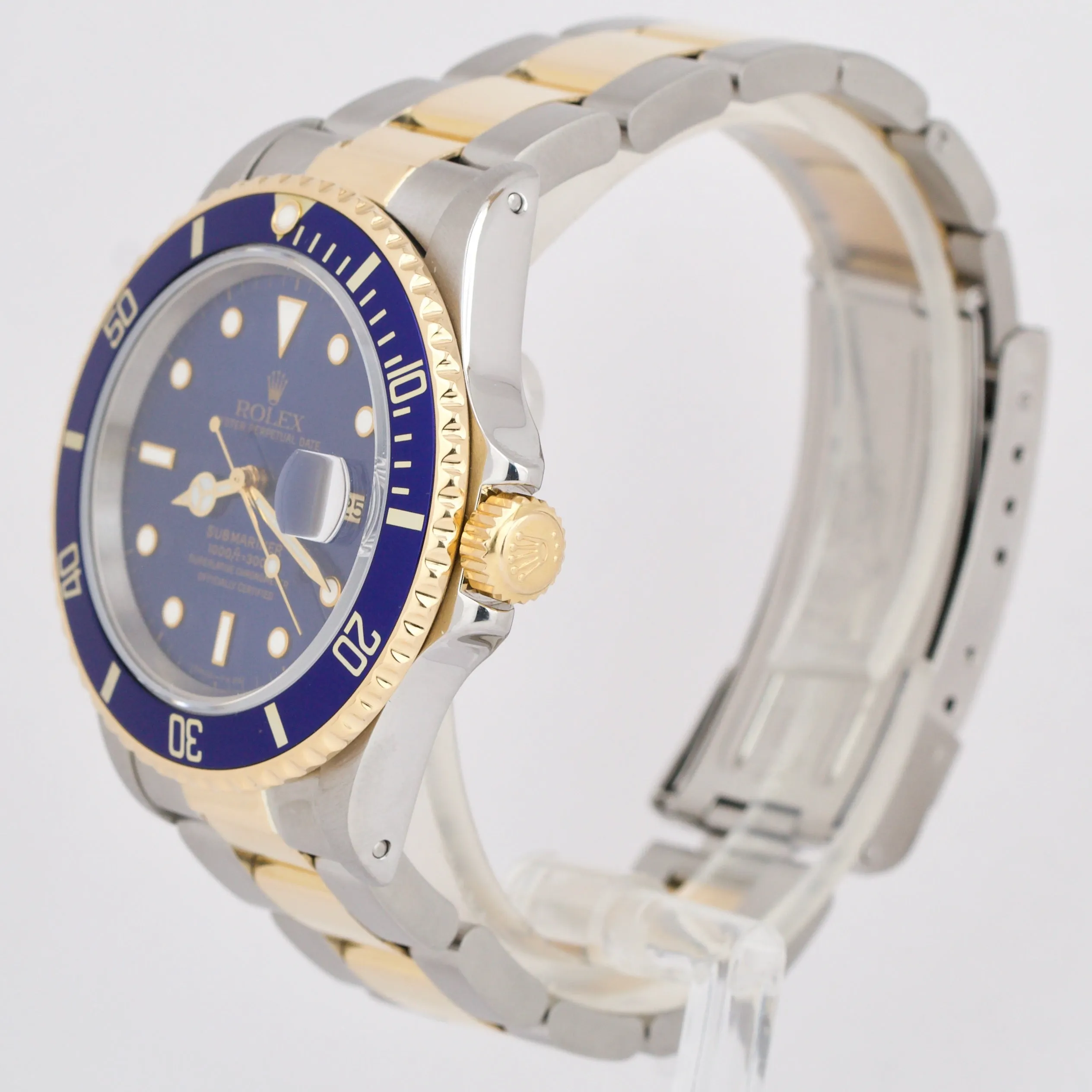 Rolex Submariner Date 18K Yellow Gold Stainless Steel Blue 40mm 16803 Watch