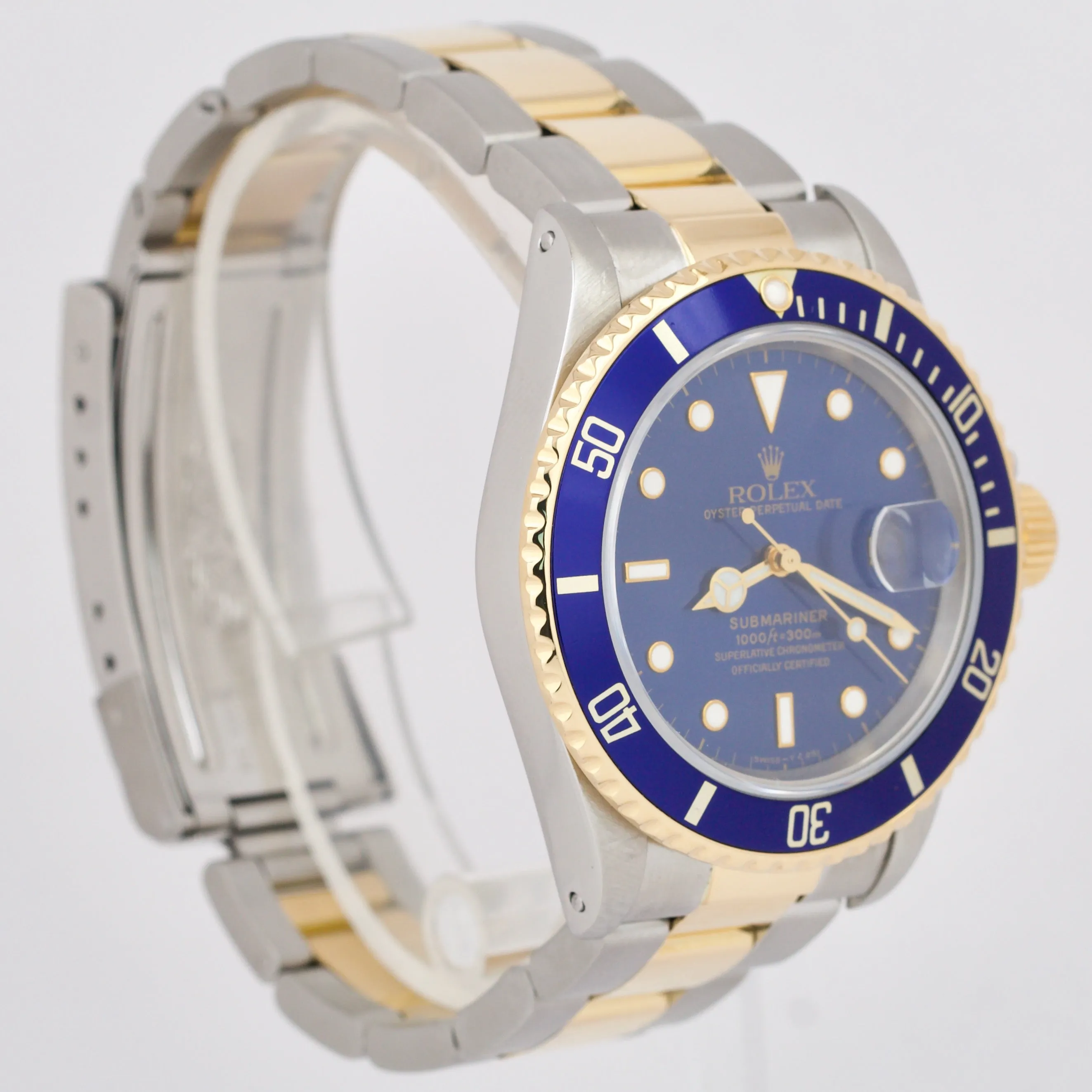 Rolex Submariner Date 18K Yellow Gold Stainless Steel Blue 40mm 16803 Watch