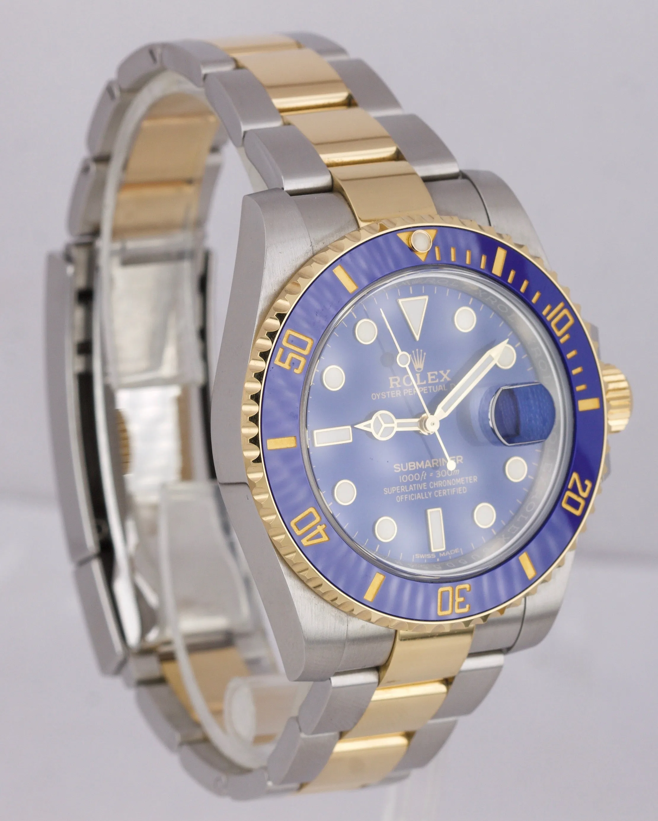 Rolex Submariner Date Ceramic Two-Tone Stainless Gold Blue Watch 116613 LB BOX