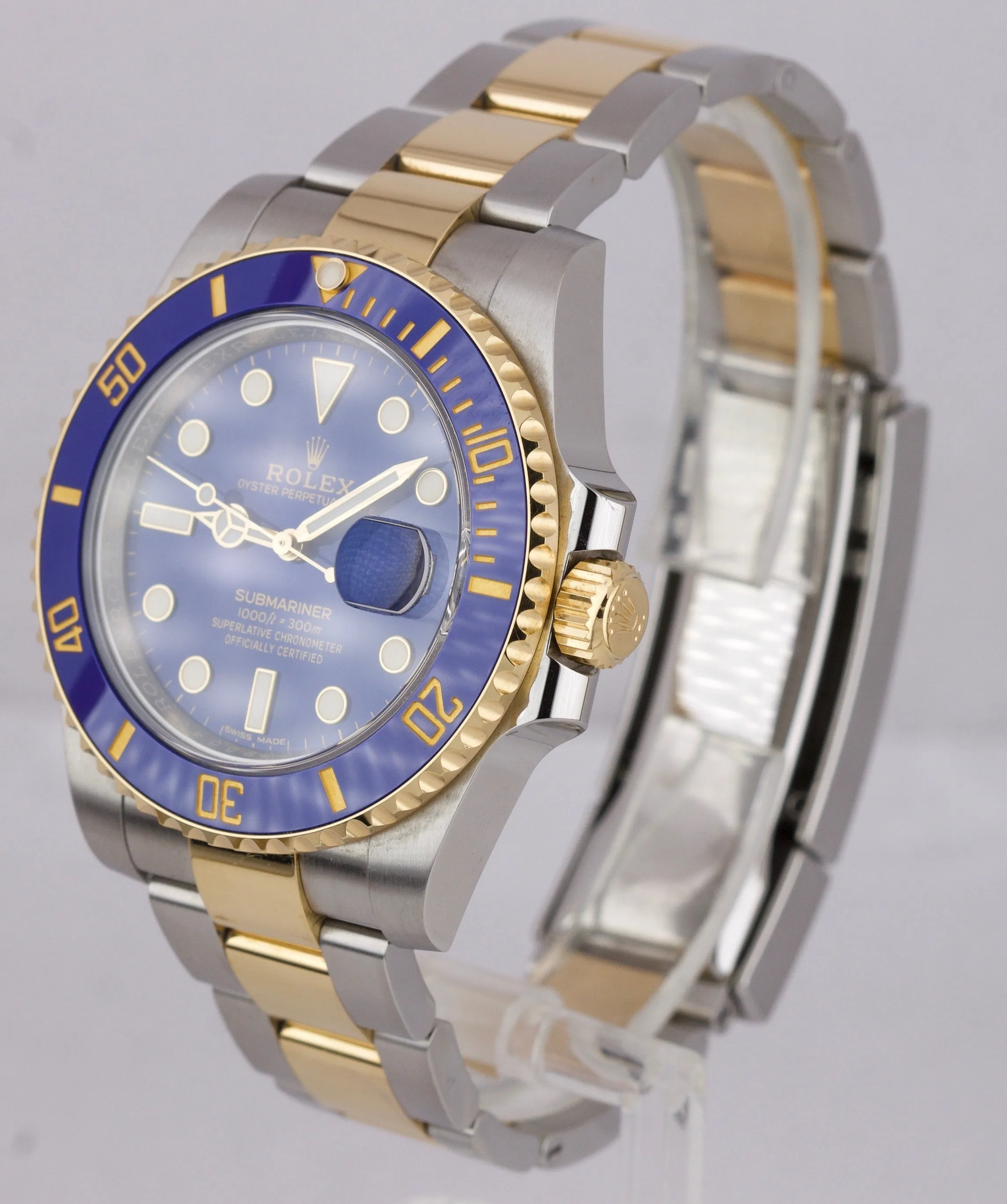 Rolex Submariner Date Ceramic Two-Tone Stainless Gold Blue Watch 116613 LB BOX